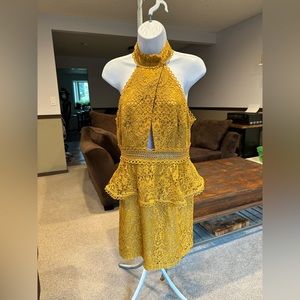 Asos Mustard Yellow Lace Dress 8